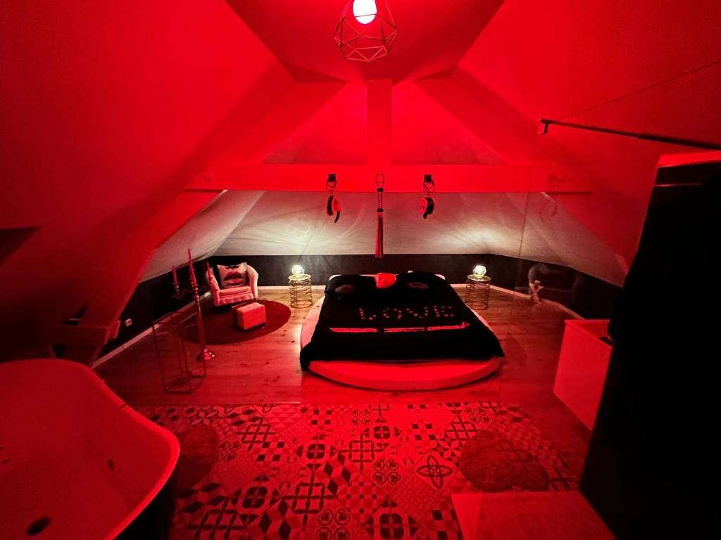 Redroom Loveroom Chambre Spa privative Insolite Thème 50 nuances de grey - Douchy-les-Mines